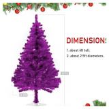 6ft Purple Tinsel Christmas Tree for Home Decorations, 550 Tips