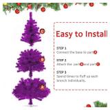 6ft Purple Tinsel Christmas Tree for Home Decorations, 550 Tips