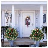 $60 Glintoper Lit Artificial Urn Filler, Xmas Trees w/ 60 LEDs, 2 Pack