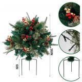 $60 Glintoper Lit Artificial Urn Filler, Xmas Trees w/ 60 LEDs, 2 Pack