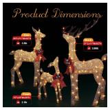 $140 FUNNGO 3-Piece Lighted Christmas Deer Family Set (Gold)