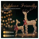 $140 FUNNGO 3-Piece Lighted Christmas Deer Family Set (Gold)