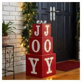 32" H Wooden Block Joy Porch Sign Decor