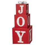 32" H Wooden Block Joy Porch Sign Decor