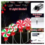 4 Pcs 4ft Large Lollipop Christmas Pathway Lights w/Bows