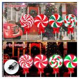 4 Pcs 4ft Large Lollipop Christmas Pathway Lights w/Bows