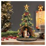 Christmas Tree Nativity Scene with Figurines LED Light