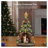 Christmas Tree Nativity Scene with Figurines LED Light