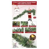 9Ft x 12In Prelit Pine Garland w/ Timer & 50 Lights