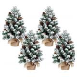 Soaoo 4 Pcs Mini Snowy Christmas Tree Table Decor, 22 Inch