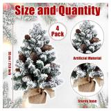 Soaoo 4 Pcs Mini Snowy Christmas Tree Table Decor, 22 Inch
