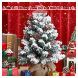 Soaoo 4 Pcs Mini Snowy Christmas Tree Table Decor, 22 Inch