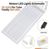 $60 4 Pack Xmas Meteor Shower Lights 20in 40 Tubes 1440 LEDs