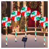 BRIGHTDECK Lollipop Solar Christmas Pathway Lights, 5 Pack