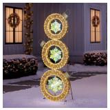 $499 6 Pre-Lit Stacked Ornament D cor, Gold Christmas Decoration