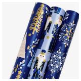 MAYPLUSS Nutcracker Gift Wrap - 17x120 In, Reversible Design