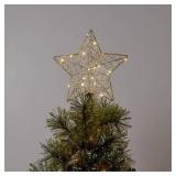 10" Gold Wire Wrapped Star Tree Topper Warm White Lights