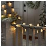 LED C9 Faceted String Lights Warm White Green Wire