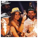 3 Pack New Year Fedora Hats Sequin Gold Black Silver