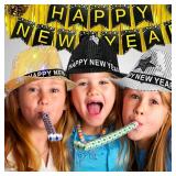3 Pack New Year Fedora Hats Sequin Gold Black Silver