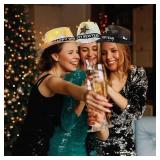 3 Pack New Year Fedora Hats Sequin Gold Black Silver