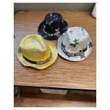3 Pack New Year Fedora Hats Sequin Gold Black Silver