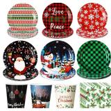 120 Pcs Christmas Plates & Napkins Party Set, 30 Napkins & Cups