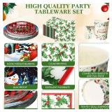 120 Pcs Christmas Plates & Napkins Party Set, 30 Napkins & Cups
