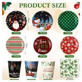 120 Pcs Christmas Plates & Napkins Party Set, 30 Napkins & Cups