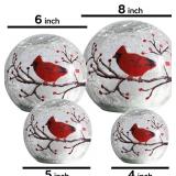 Large Crackle Glass Ball Lamp - Red Bird Christmas Night Light