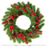 Berry Christmas Cedar Pine Cone Wreath for Door/Window Decor
