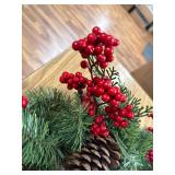Berry Christmas Cedar Pine Cone Wreath for Door/Window Decor