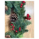 Berry Christmas Cedar Pine Cone Wreath for Door/Window Decor