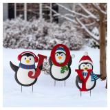 $51 Glitzhome 42" H Metal Joy Penguin Yard Stake Lawn D cor