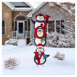 $51 Glitzhome 42" H Metal Joy Penguin Yard Stake Lawn D cor
