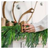 $49 Christmas Pine Garland Realistic Artificial Greenery, 2 Pcs, 9 Ft