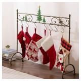 Freestanding Stocking Holder Stand, Metal with 8 Hooks