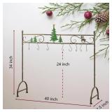 Freestanding Stocking Holder Stand, Metal with 8 Hooks