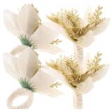 6pcs Plastic Napkin Rings Elegant Flower Buckles for Table Decor