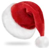 RJVW Unisex Velvet Santa Hat for Holiday Party