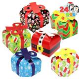 JOYIN 24 PCS 3D Xmas Goodie Boxes with Bow for Holiday Treats