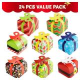 JOYIN 24 PCS 3D Xmas Goodie Boxes with Bow for Holiday Treats