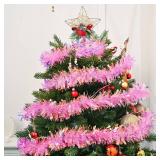 JXITON 20ft Pink Christmas Tinsel Garland Metallic Star Decor