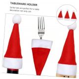 6pcs Christmas Tableware Storage Bags Xmas Hat Cutlery Holders