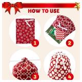 JOYIN 6 PCs Fabric Gift Bags Red Elegant Color, 3 Sizes