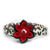 Christmas Dog Collar with Flower, for Girl Dog (M)