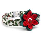 Christmas Dog Collar with Flower, for Girl Dog (M)