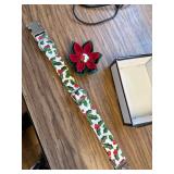 Christmas Dog Collar with Flower, for Girl Dog (M)