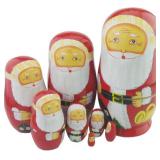 8pcs Red Santa Claus Nesting Dolls Russian Handmade Toy