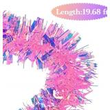 JXITON 20ft Pink Christmas Tinsel Garland Metallic Star Decor